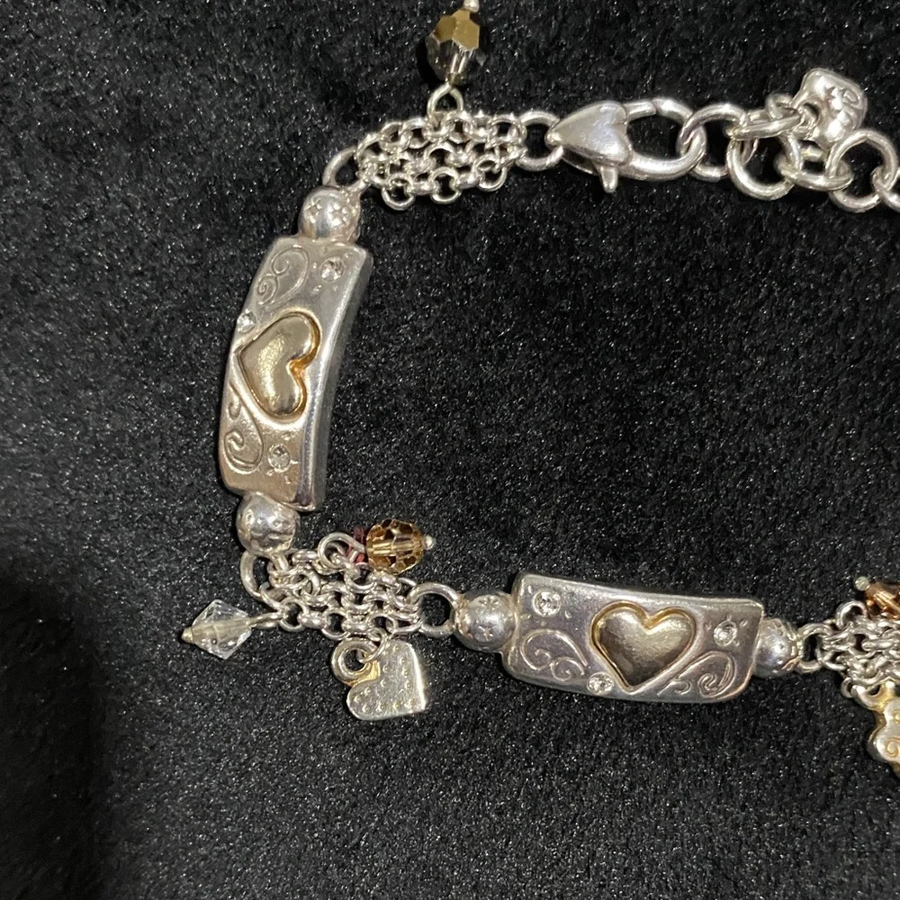 Brighton Silver and Gold Plating Heart Charm Bracelet